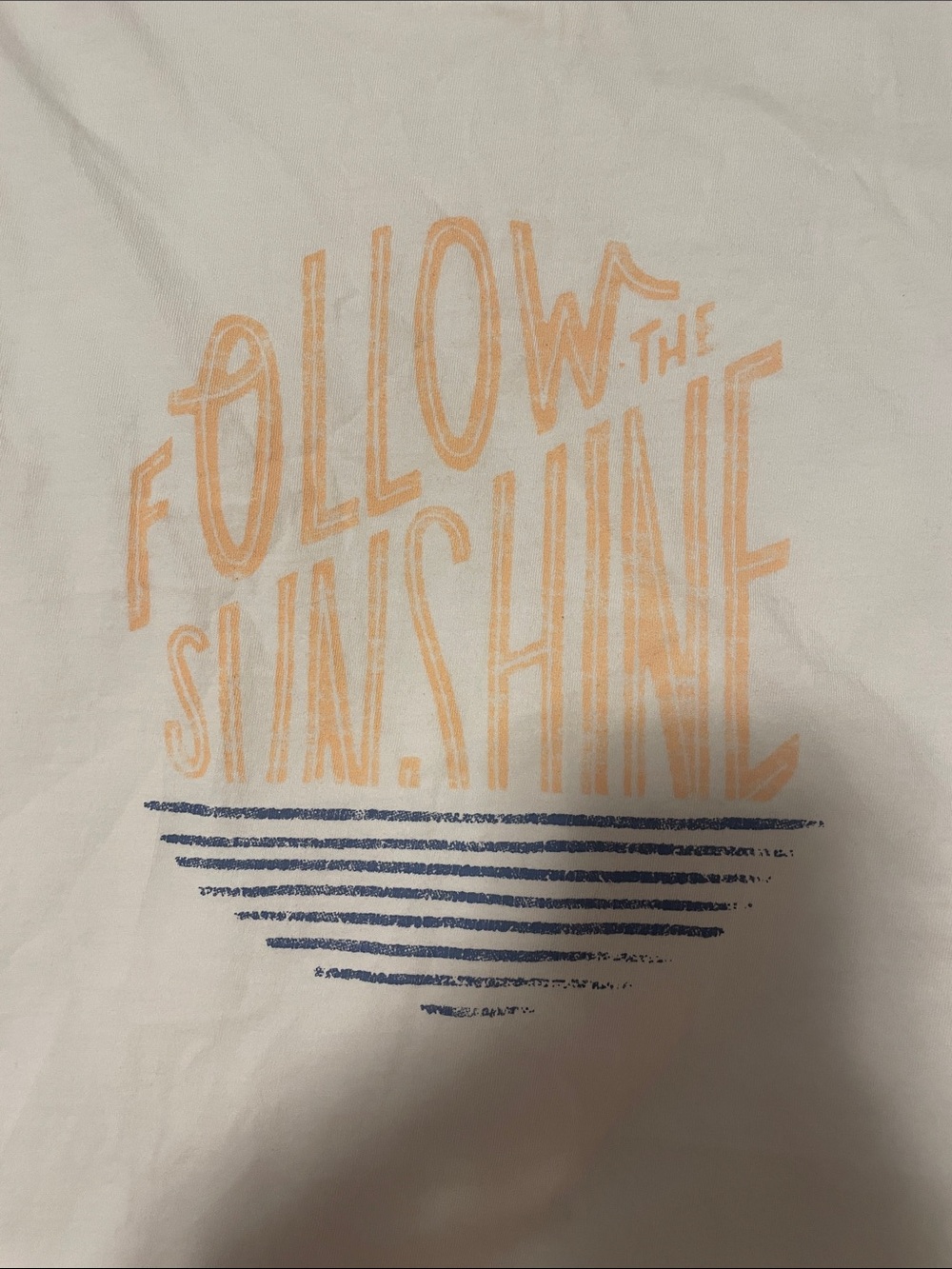 Anthropologie White Tee with Peach Graphic and Navy Accent - Picture 3 of 4